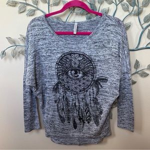 ❤️Pink Berry grey dreamcatcher light sweater No size tag CLEARANCE